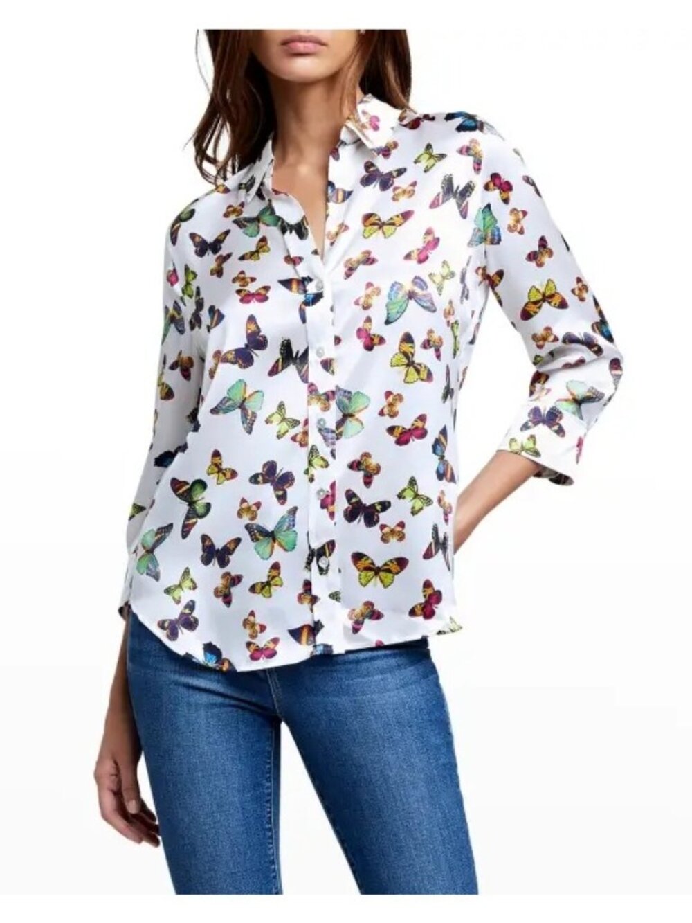 L'AGENCE Dani Butterfly-Print Blouse Small